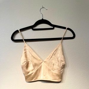 Abercrombie cream satin crop top xxs